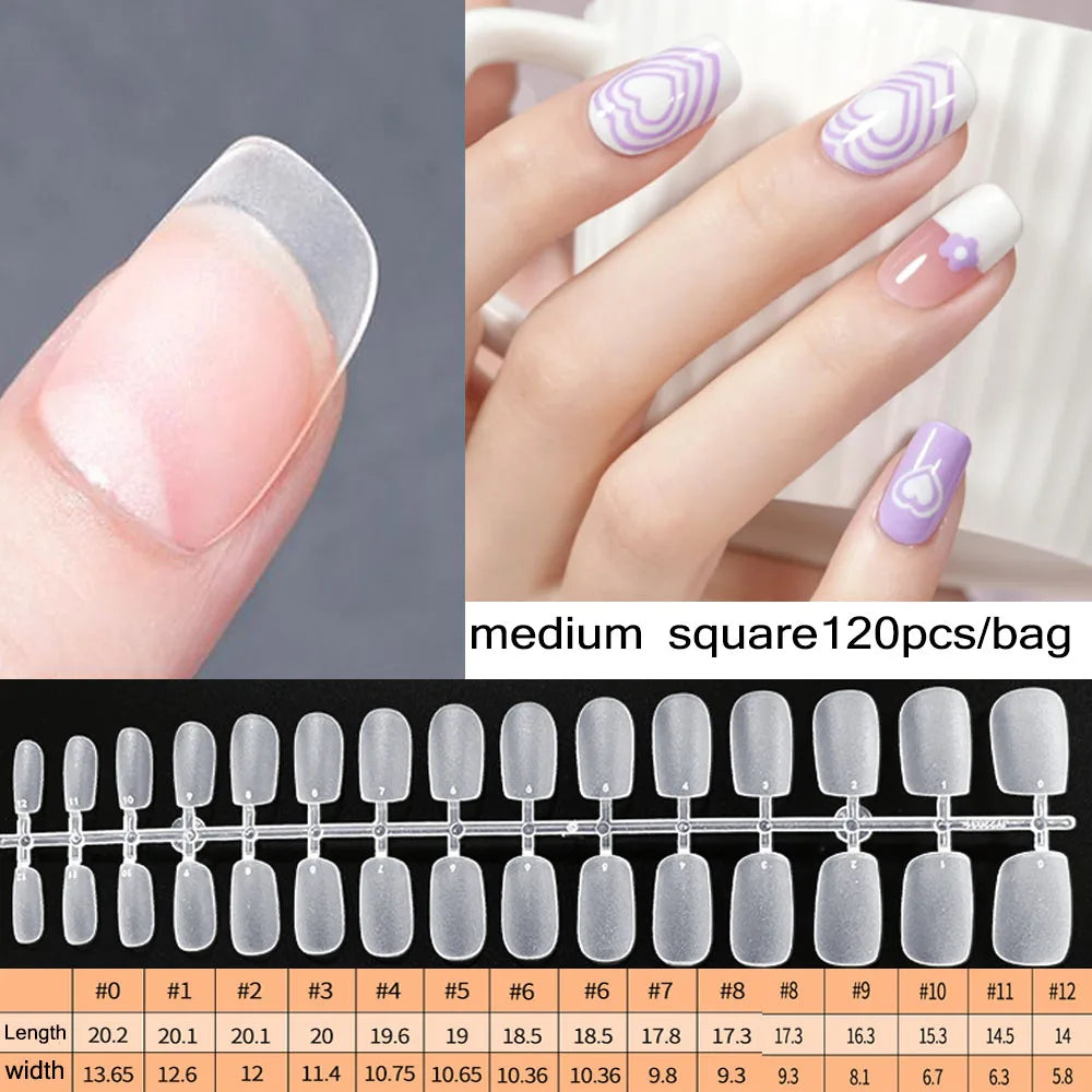 120PCS Matte Press-On Nail Tips – Soft Full-Cover Oval Almond False Nails für DIY Maniküre
