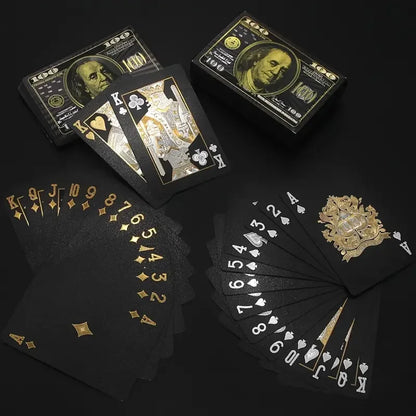 55PCS Gold Foil Spielkarten – 24K Gold Plastic Poker Set, wasserdicht & langlebige magische Spielkarten