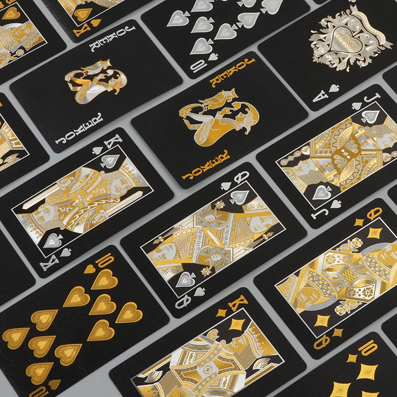 55PCS Gold Foil Spielkarten – 24K Gold Plastic Poker Set, wasserdicht & langlebige magische Spielkarten