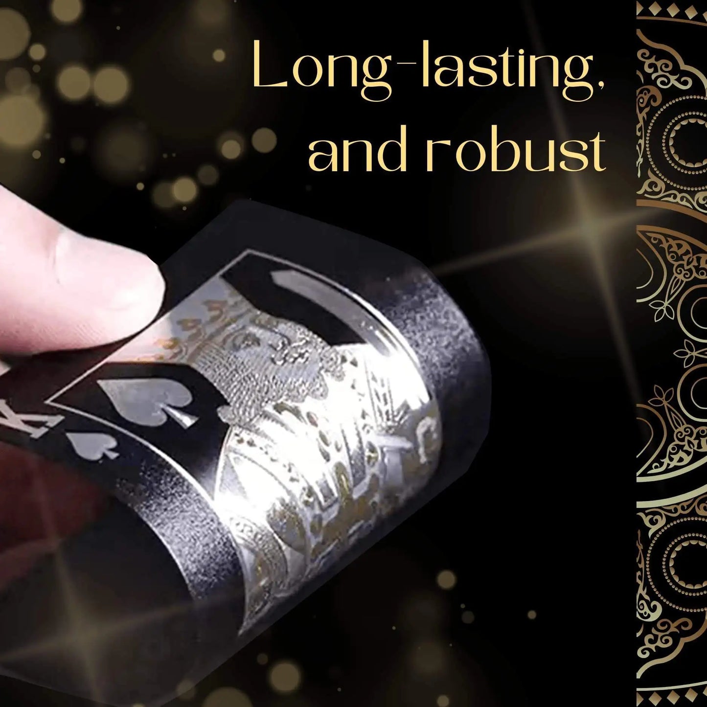 55PCS Gold Foil Spielkarten – 24K Gold Plastic Poker Set, wasserdicht & langlebige magische Spielkarten