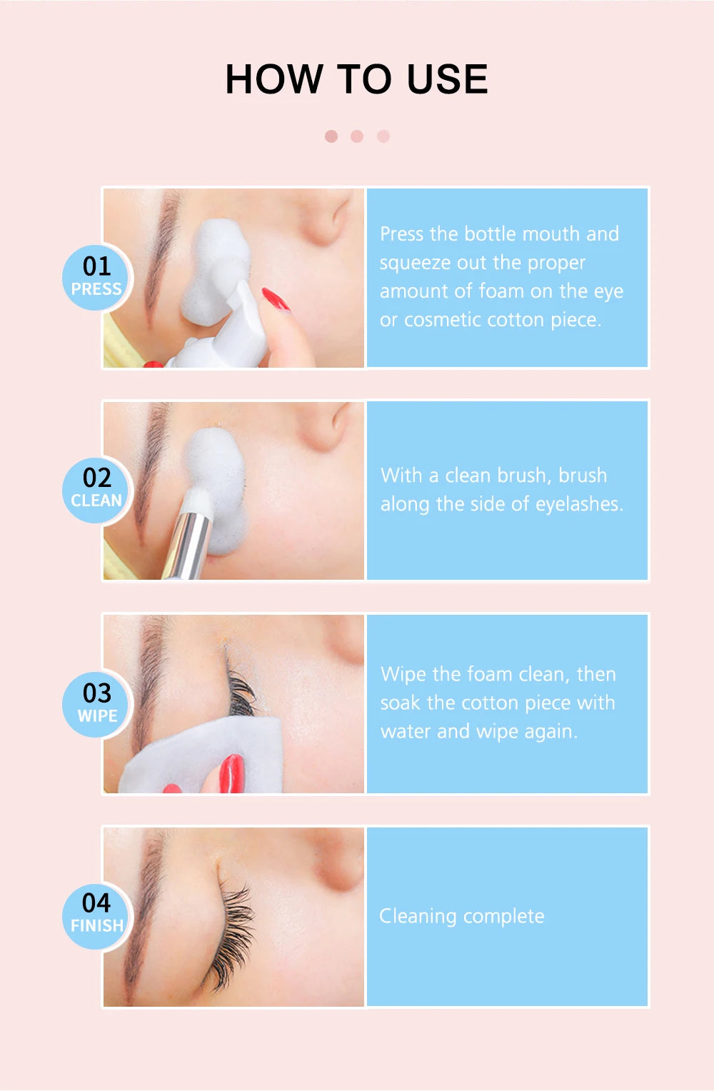 Natuhana 60ml Wimpernverlängerung Shampoo Mousse – Lash Reinigungsschaum für falsche Wimpern, sanfte & nicht-reizende Make-up-Tool