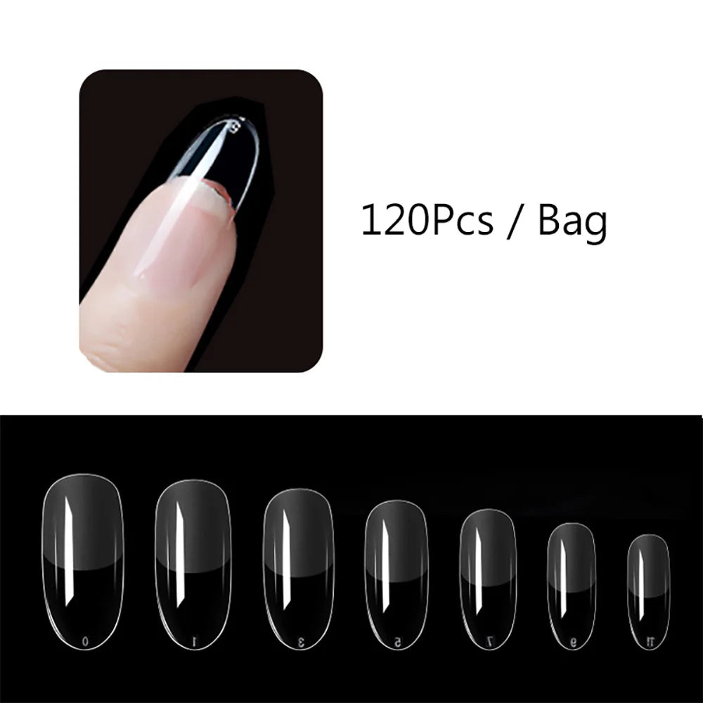 120PCS Matte Press-On Nail Tips – Soft Full-Cover Oval Almond False Nails für DIY Maniküre