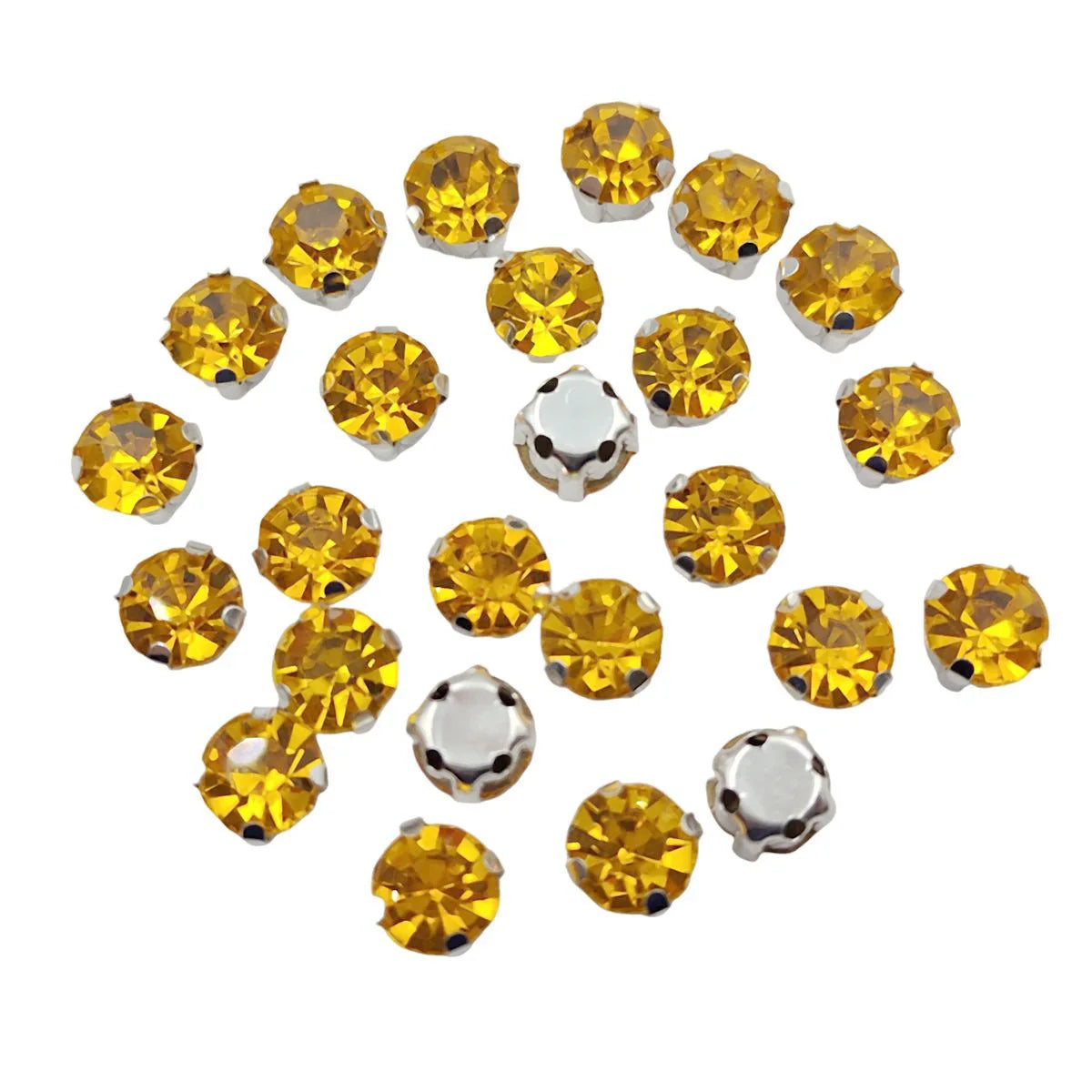 Rundglas-Rheinsteine mit Claw – Silber-Basis-Sew-On Kristalle für Kleidung, Schuhe und Handwerk