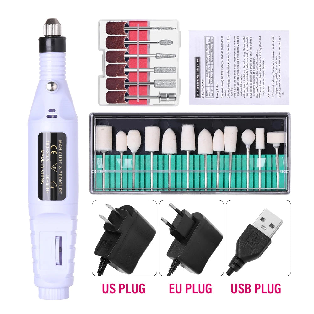 Portable Professional Electric Nail Drill Machine – Manicure & Pedicure Drill Set for Home and Salon Use