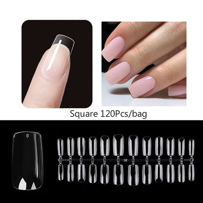 120PCS Matte Press-On Nail Tips – Soft Full-Cover Oval Almond False Nails für DIY Maniküre
