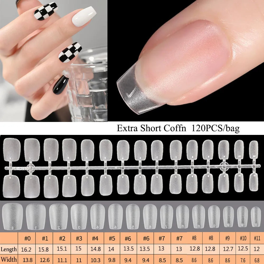 120PCS Matte Press-On Nail Tips – Soft Full-Cover Oval Almond False Nails für DIY Maniküre