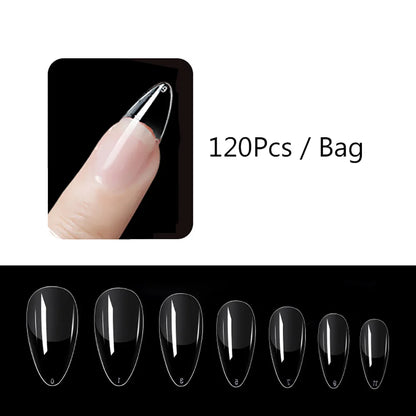 120PCS Matte Press-On Nail Tips – Soft Full-Cover Oval Almond False Nails für DIY Maniküre