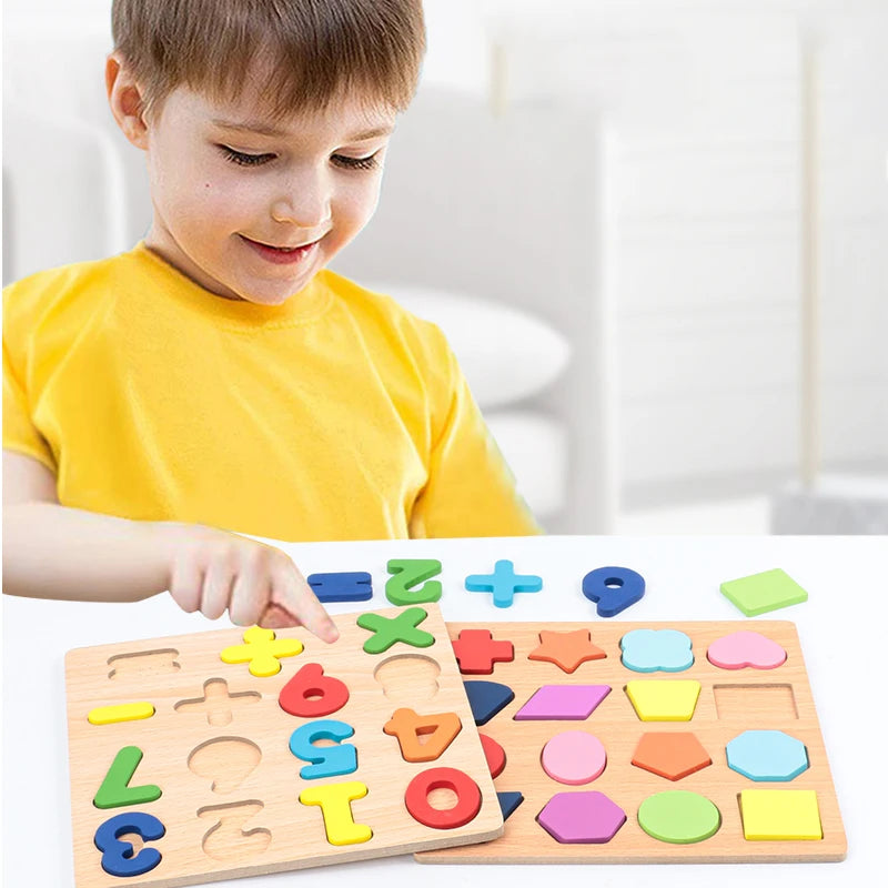Kinder Alphabet & Zahl Holz Puzzle - Montessori Vorschule pädagogisches Spielzeug