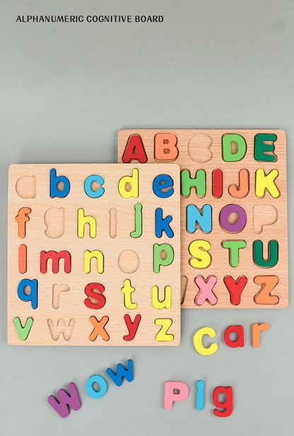Kinder Alphabet & Zahl Holz Puzzle - Montessori Vorschule pädagogisches Spielzeug