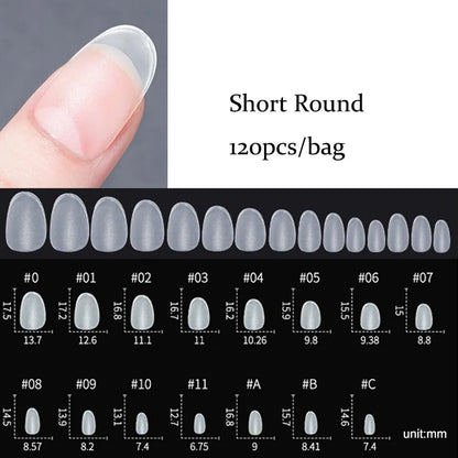 120PCS Matte Press-On Nail Tips – Soft Full-Cover Oval Almond False Nails für DIY Maniküre