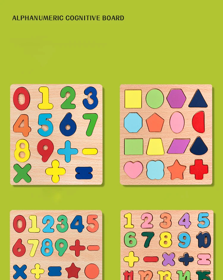 Kinder Alphabet & Zahl Holz Puzzle - Montessori Vorschule pädagogisches Spielzeug
