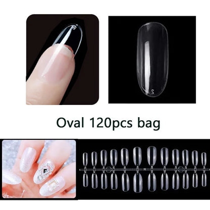 120PCS Matte Press-On Nail Tips – Soft Full-Cover Oval Almond False Nails für DIY Maniküre