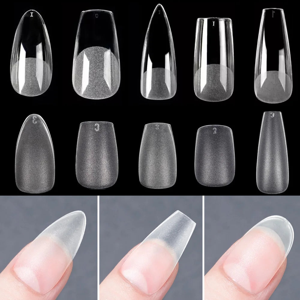 120PCS Matte Press-On Nail Tips – Soft Full-Cover Oval Almond False Nails für DIY Maniküre
