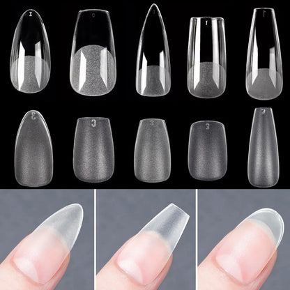 120PCS Matte Press-On Nail Tips – Soft Full-Cover Oval Almond False Nails für DIY Maniküre