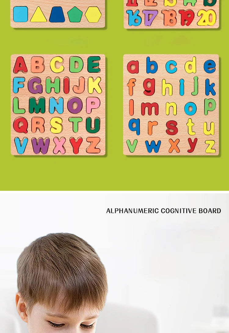Kinder Alphabet & Zahl Holz Puzzle - Montessori Vorschule pädagogisches Spielzeug