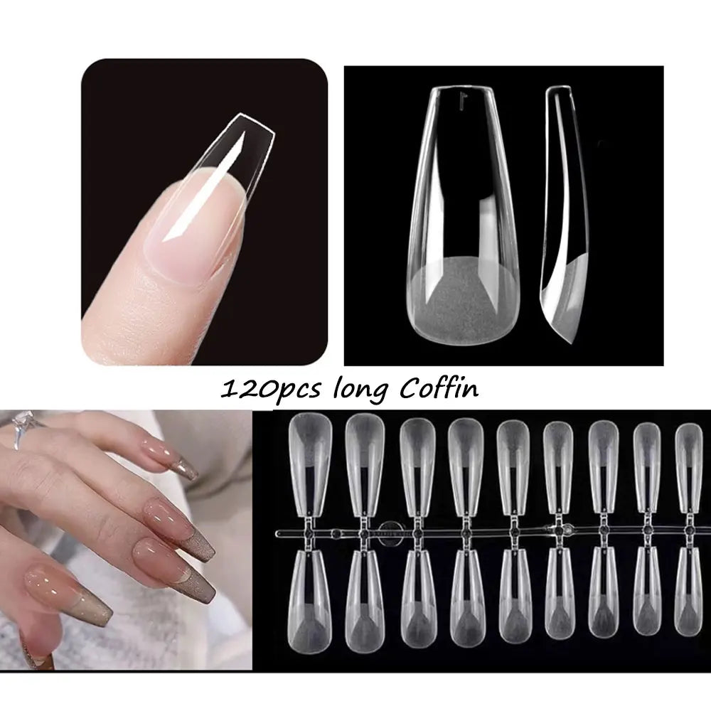 120PCS Matte Press-On Nail Tips – Soft Full-Cover Oval Almond False Nails für DIY Maniküre
