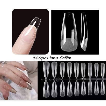 120PCS Matte Press-On Nail Tips – Soft Full-Cover Oval Almond False Nails für DIY Maniküre
