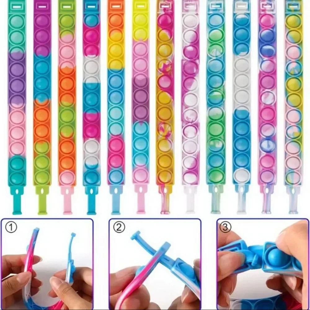 12/24/36PCS Silikon Bunt Bubble Armband – Kids Party Favors, Geburtstagsgeschenke, Hochzeits-Souvenirs, Karneval & Urlaub Armbänder
