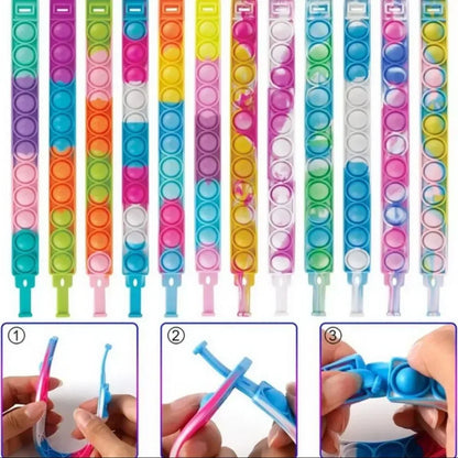 12/24/36PCS Silikon Bunt Bubble Armband – Kids Party Favors, Geburtstagsgeschenke, Hochzeits-Souvenirs, Karneval & Urlaub Armbänder