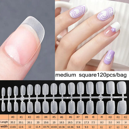 120PCS Matte Press-On Nail Tips – Soft Full-Cover Oval Almond False Nails für DIY Maniküre