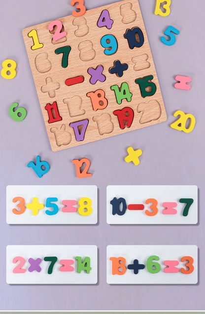 Kinder Alphabet & Zahl Holz Puzzle - Montessori Vorschule pädagogisches Spielzeug