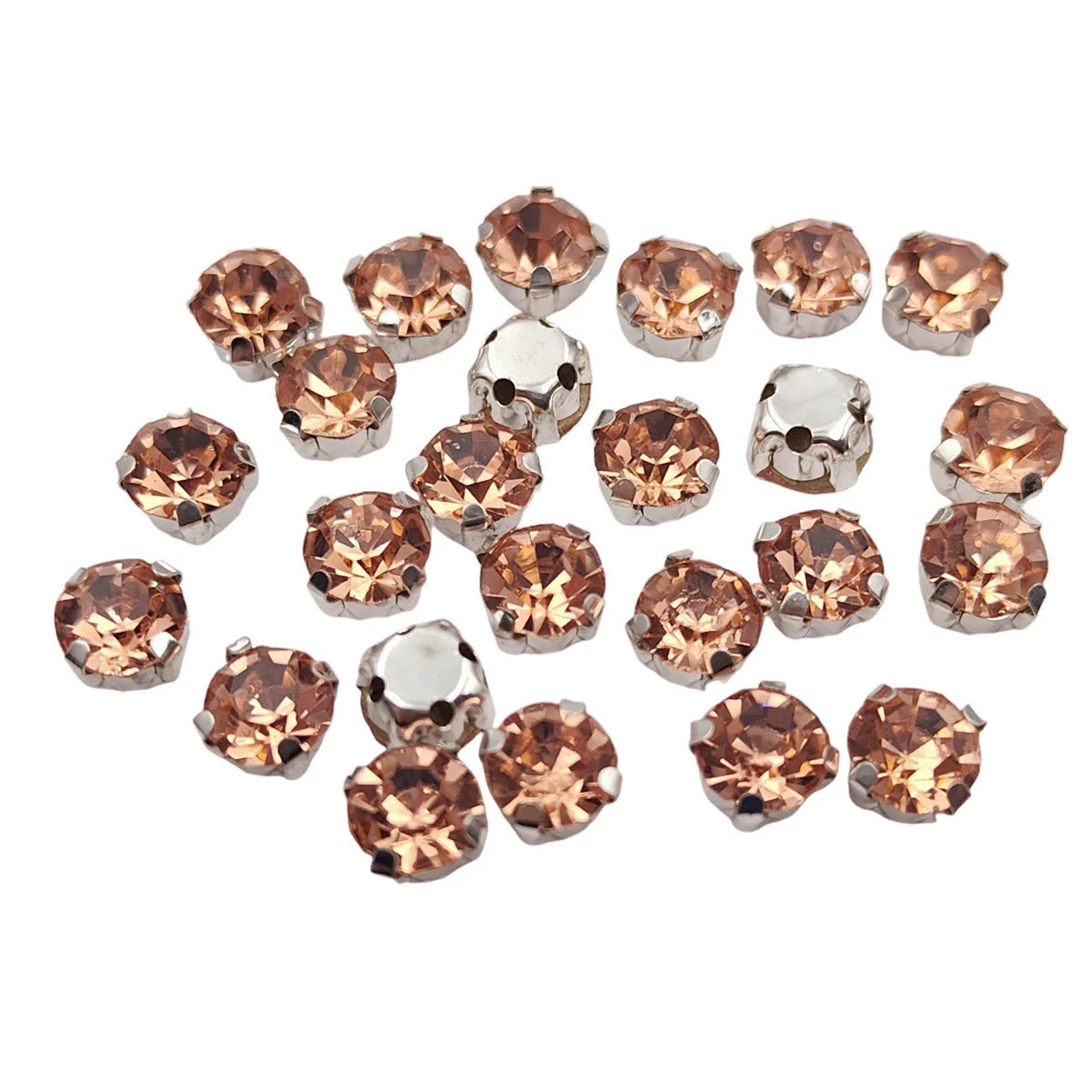 Rundglas-Rheinsteine mit Claw – Silber-Basis-Sew-On Kristalle für Kleidung, Schuhe und Handwerk