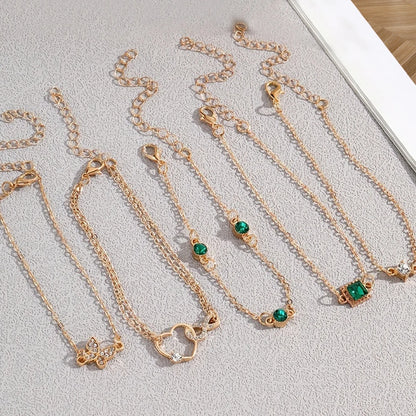 5pcs Vintage Strass Armband Set – Infinity & Geometrische Designs, Modeschmuck für Frauen, perfektes Geschenk & Freizeitbekleidung