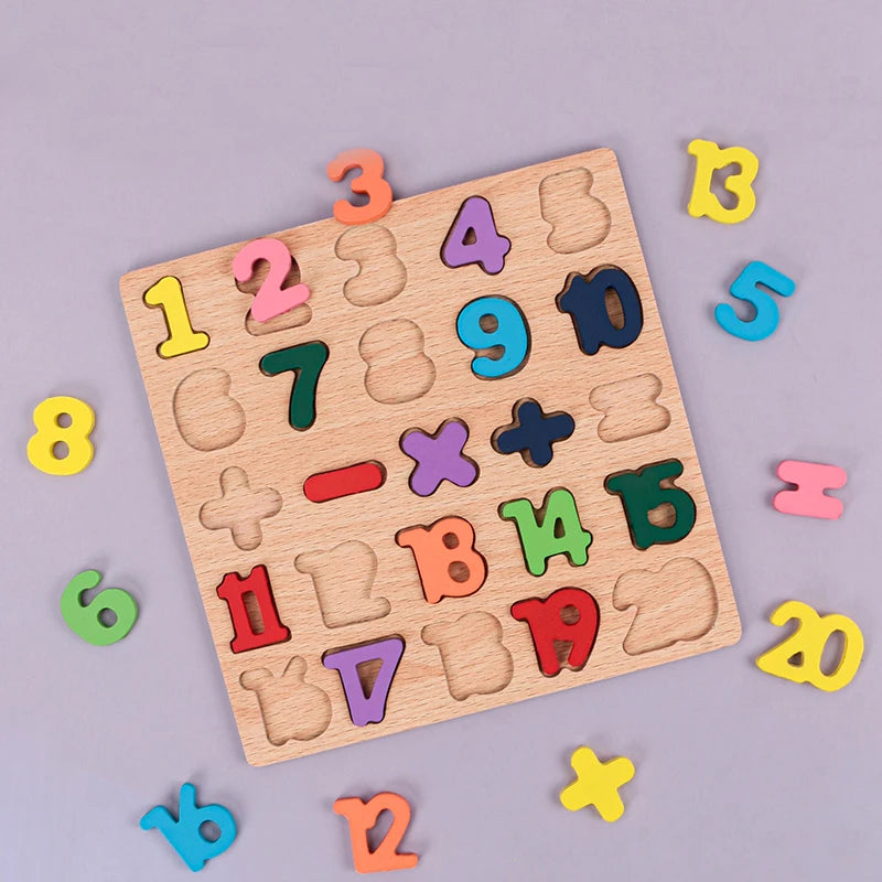 Kinder Alphabet & Zahl Holz Puzzle - Montessori Vorschule pädagogisches Spielzeug