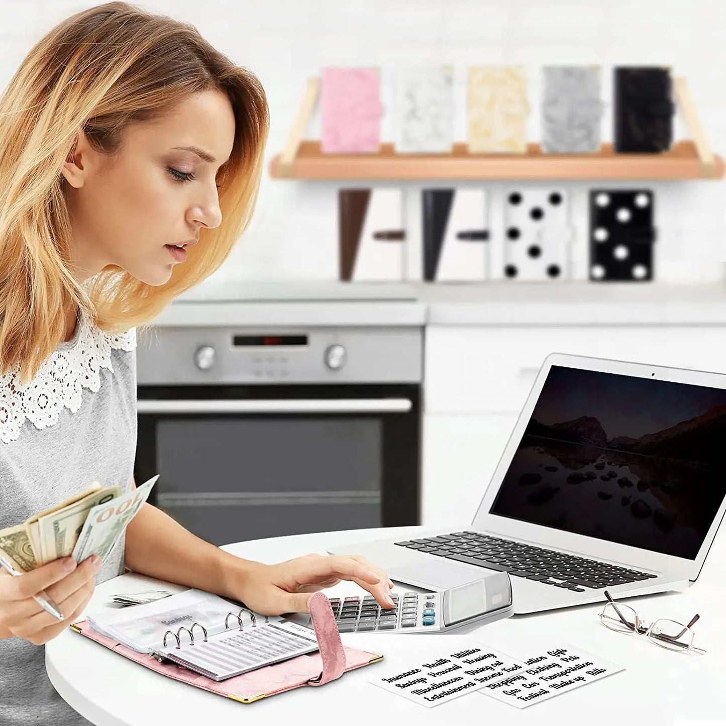 A6 PU Leather Budget Planner – Marble Notebook & Money Saving Organizer für Büro, Schule & Personal Finance