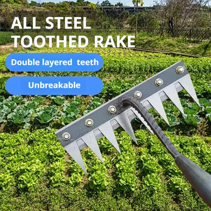 Carbon Steel Garden Weeding Rake – 5/6/7/8 Teeth Soil Loosening & Weed Removal Tool für Bauernhof, Garten & Landschaftsbau