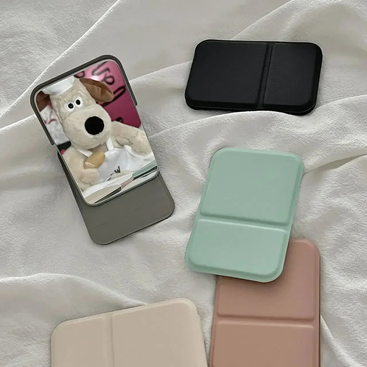 Faltender PU-Leder-Makeup-Spiegel – Eleganter Kompakt-Handspiegel für Reisen und den täglichen Gebrauch