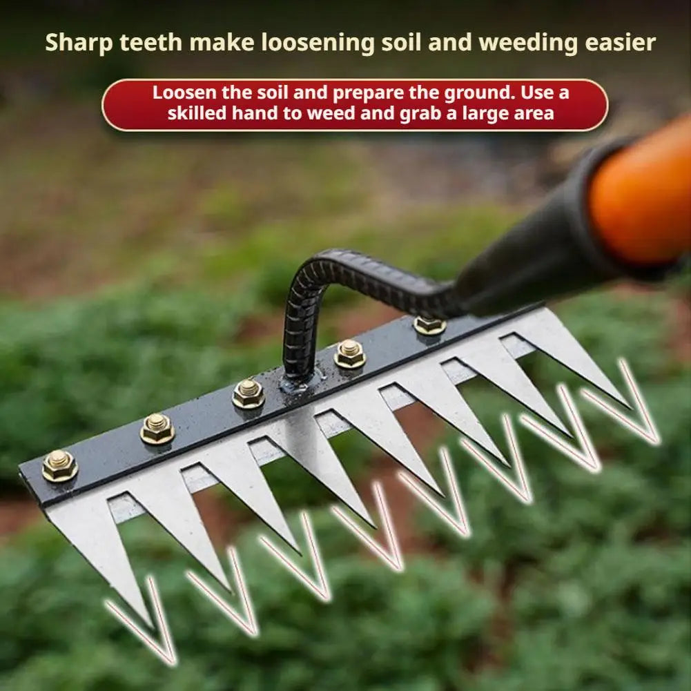 Carbon Steel Garden Weeding Rake – 5/6/7/8 Teeth Soil Loosening & Weed Removal Tool für Bauernhof, Garten & Landschaftsbau