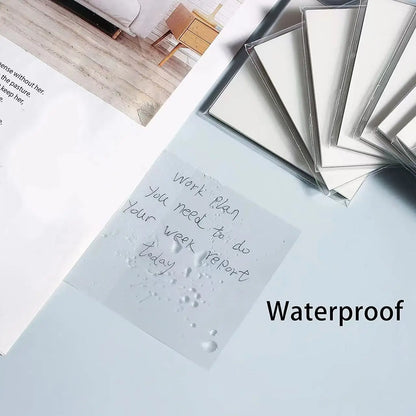 50 Blatt Transparent Sticky Notes – Wasserdichte Message & Signature Sticker für Notebooks