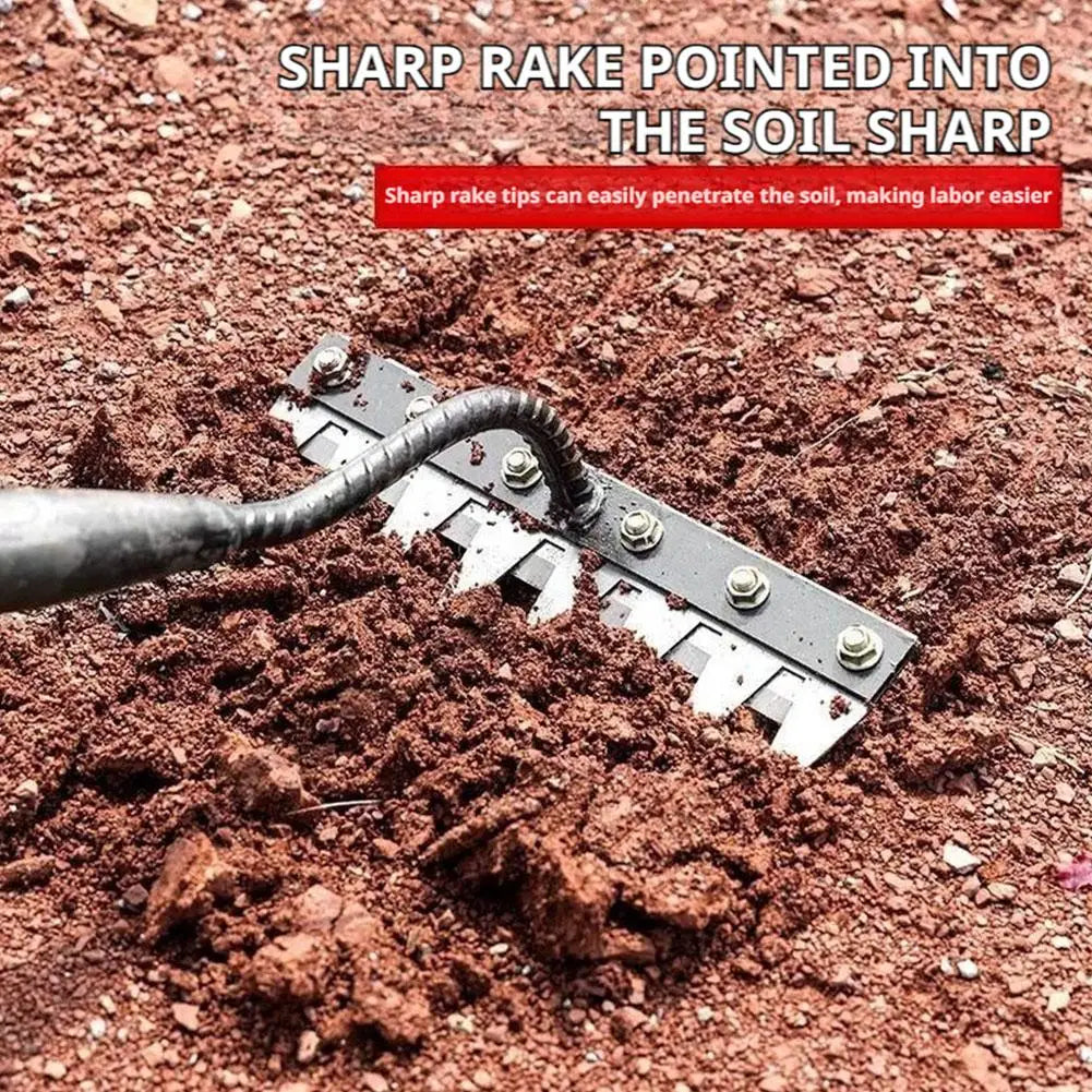 Carbon Steel Garden Weeding Rake – 5/6/7/8 Teeth Soil Loosening & Weed Removal Tool für Bauernhof, Garten & Landschaftsbau