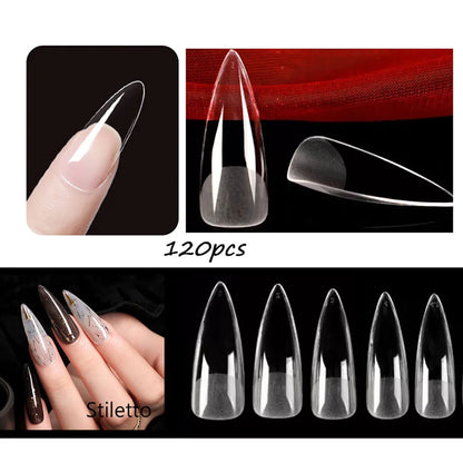 120PCS Matte Press-On Nail Tips – Soft Full-Cover Oval Almond False Nails für DIY Maniküre