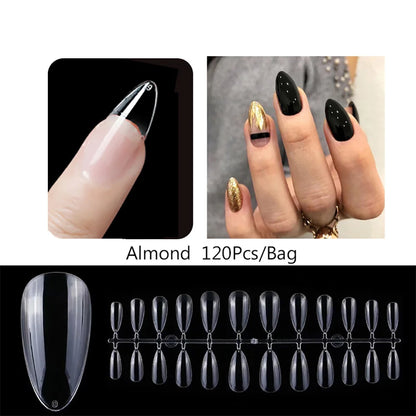 120PCS Matte Press-On Nail Tips – Soft Full-Cover Oval Almond False Nails für DIY Maniküre