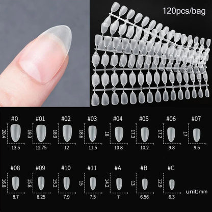 120PCS Matte Press-On Nail Tips – Soft Full-Cover Oval Almond False Nails für DIY Maniküre