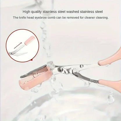 3-teiliges Augenbrauen-Trimmer-Set – Scheren aus Edelstahl, Comb & Shaver für Wimpern und Anfänger Make-up, Präzisionsentfernungszubehör