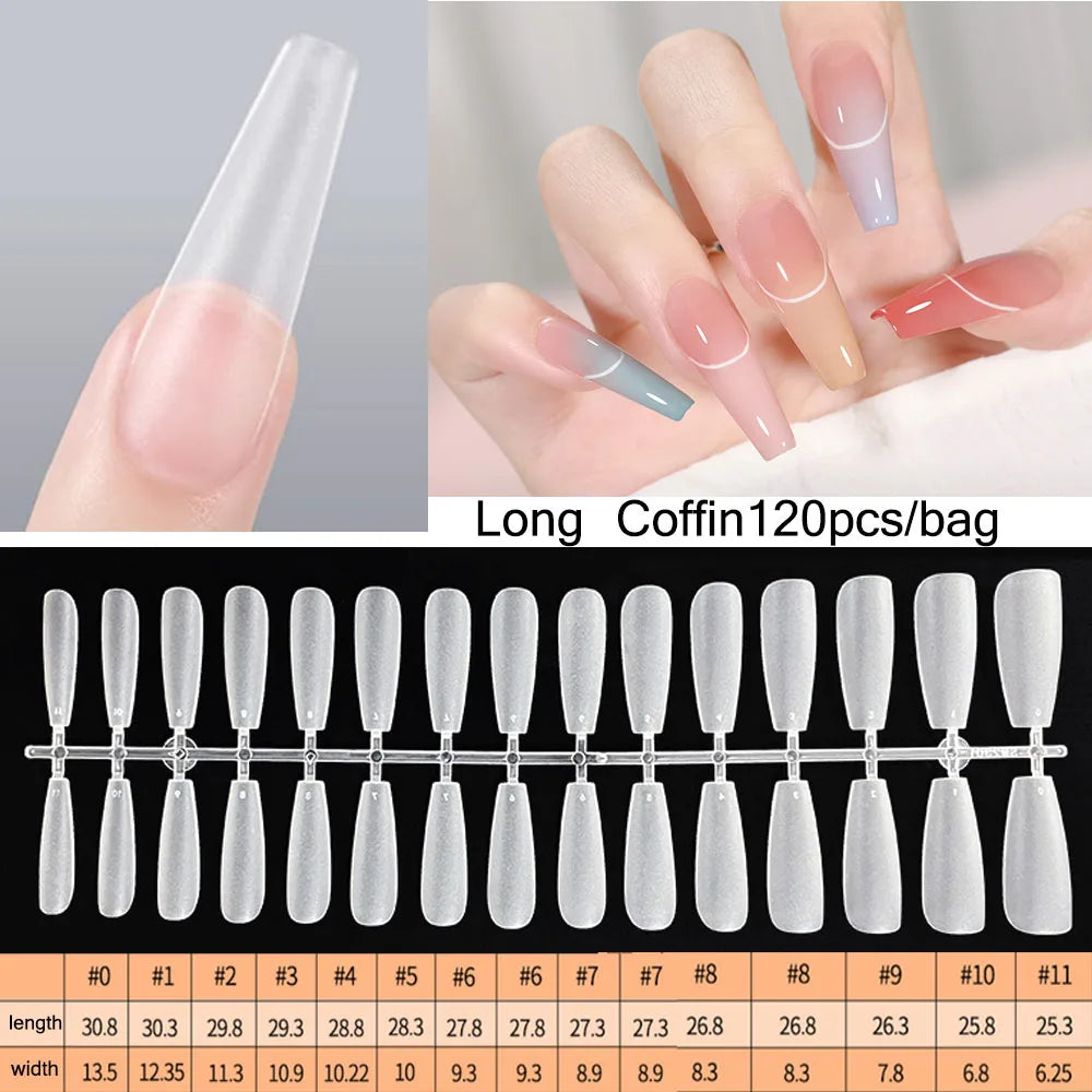 120PCS Matte Press-On Nail Tips – Soft Full-Cover Oval Almond False Nails für DIY Maniküre