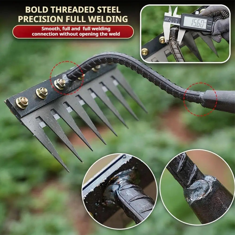 Carbon Steel Garden Weeding Rake – 5/6/7/8 Teeth Soil Loosening & Weed Removal Tool für Bauernhof, Garten & Landschaftsbau