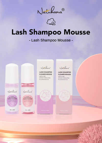 Natuhana 60ml Wimpernverlängerung Shampoo Mousse – Lash Reinigungsschaum für falsche Wimpern, sanfte & nicht-reizende Make-up-Tool