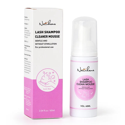 Natuhana 60ml Wimpernverlängerung Shampoo Mousse – Lash Reinigungsschaum für falsche Wimpern, sanfte & nicht-reizende Make-up-Tool