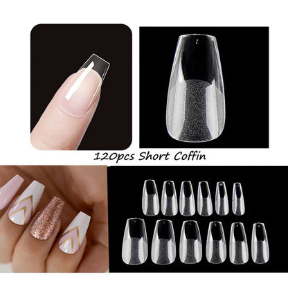 120PCS Matte Press-On Nail Tips – Soft Full-Cover Oval Almond False Nails für DIY Maniküre