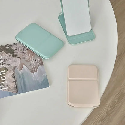 Faltender PU-Leder-Makeup-Spiegel – Eleganter Kompakt-Handspiegel für Reisen und den täglichen Gebrauch