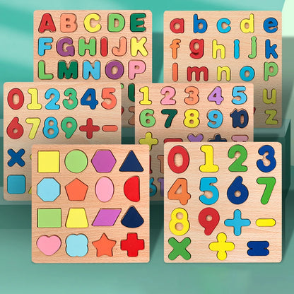 Kinder Alphabet & Zahl Holz Puzzle - Montessori Vorschule pädagogisches Spielzeug