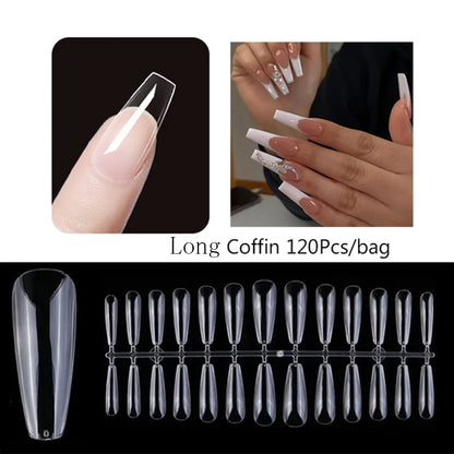 120PCS Matte Press-On Nail Tips – Soft Full-Cover Oval Almond False Nails für DIY Maniküre