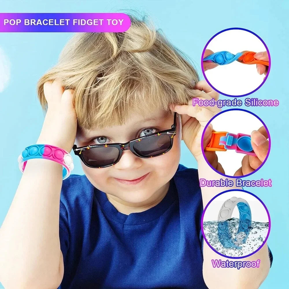 12/24/36PCS Silikon Bunt Bubble Armband – Kids Party Favors, Geburtstagsgeschenke, Hochzeits-Souvenirs, Karneval & Urlaub Armbänder