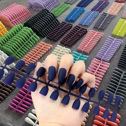 120pcs Zufällige Farben Coffin False Nails – Full Cover Press-On Nagelspitzen für Maniküre