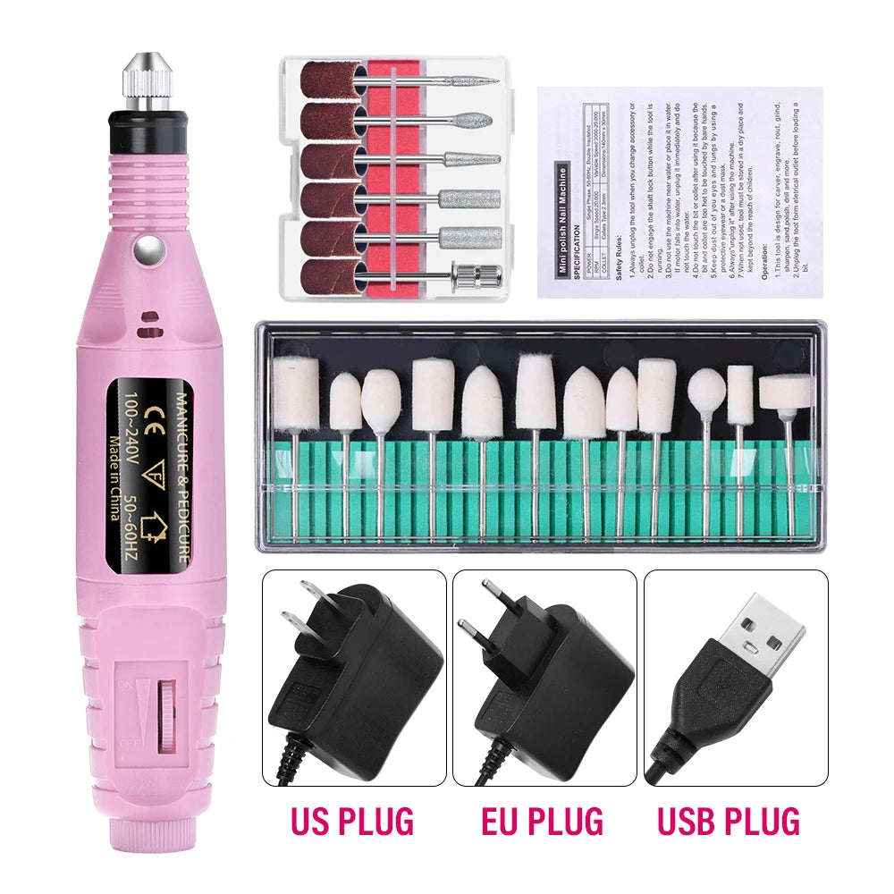 Portable Professional Electric Nail Drill Machine – Manicure & Pedicure Drill Set for Home and Salon Use