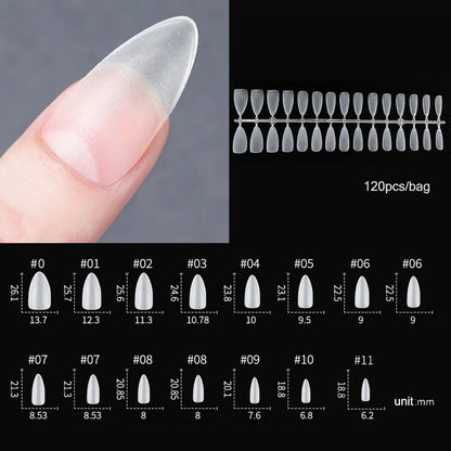 120PCS Matte Press-On Nail Tips – Soft Full-Cover Oval Almond False Nails für DIY Maniküre
